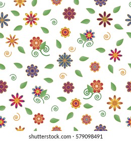 Seamless floral pattern on white background, vector.