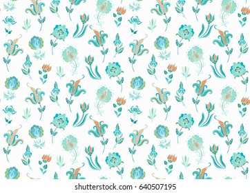 Seamless floral pattern on white background