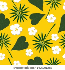 Seamless floral pattern on yellow background vector illustration for summer design