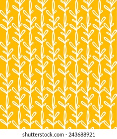 Seamless floral pattern on a yellow background. Vertical orientation. Vector.