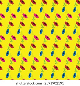 seamless floral pattern on yellow background