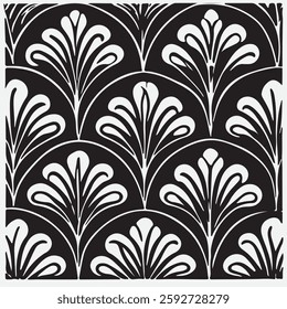 Seamless floral pattern with one line flowers. Vector hand drawn illustration