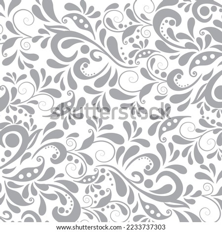 Seamless floral pattern with one-line flowers. Vector hand-drawn illustration.