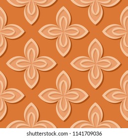 Seamless floral pattern. Orange 3d designs. Vector illustration