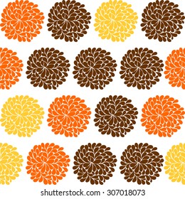 seamless floral pattern orange, brown and yellow. Vector illustration