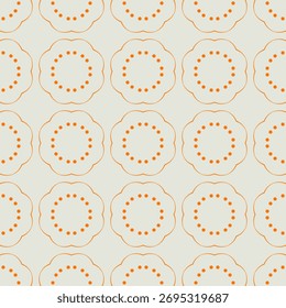 Padrão floral contínuo com desenhos circulares cor de laranja no fundo bege