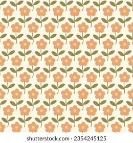 seamless floral pattern, orange flowers pattern