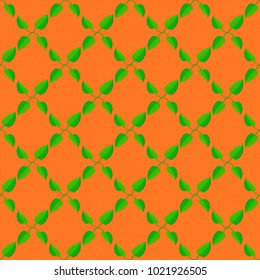 Seamless Floral Pattern in orange, green and brown colors. Vector illustration.