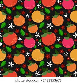 seamless floral pattern with orange oriental style modern flower cloth, fabrics, cotton pattern, wallpaper, satin fabric, book covers, wrapping paper background	
