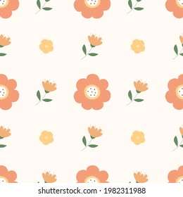 Seamless floral pattern. Orange and yellow flowers. Perfect for fabric design, wallpaper, cover art, gift packaging.
