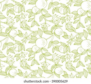 Seamless floral pattern with oranges