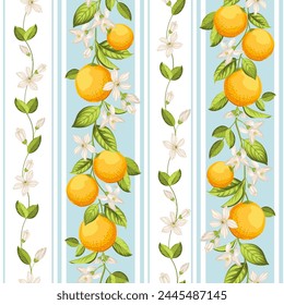 Seamless floral pattern with oranges. Vector illustration.