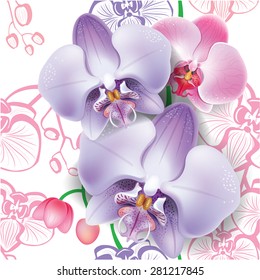 Seamless floral pattern with orchid