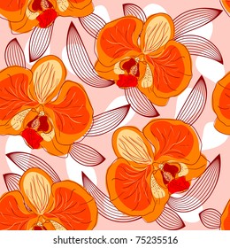Seamless floral pattern with orchids