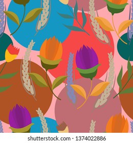 Seamless floral pattern. Seamless ornament for decor, wallpaper, gift paper, souvenir and patchwork designs