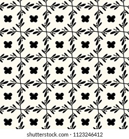 Seamless floral pattern. Ornament of leaves and berries. Vintage. Vector. 
