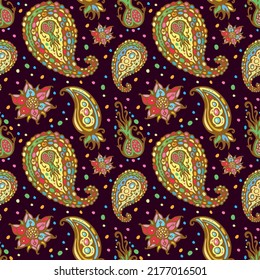 Рaisley, seamless floral pattern, ornament, textile, summer, vector graphics