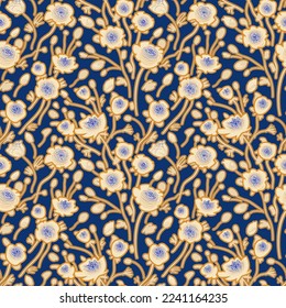 
Seamless floral pattern. Ornamental background with flowers and leaves.