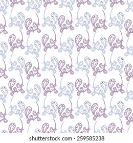 Seamless floral pattern of ornamental cucumbers