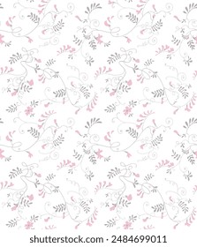 Seamless floral pattern. Ornamental texture with flowering sweet pea. Hand drawn background.