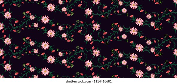 seamless floral pattern over a black background