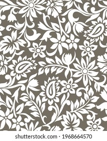 Seamless floral pattern with paisley