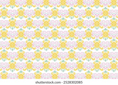 Seamless Floral Pattern with Paisley and Mandala Designs for Wedding Textiles Featuring Elegant Vintage Blossoms Geometric Flowers and Beautiful Fabric Print for Fashion Use