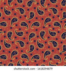Seamless floral pattern in paisley style. Print for textile and paper. Vector illustration.