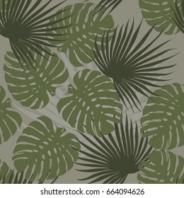 Seamless floral pattern with palm