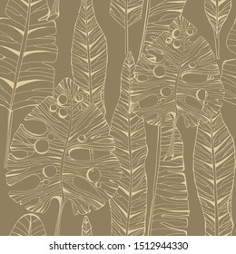 Seamless floral pattern with palm leaves Handdrawn botanical modern pattern for wallpapers or fabric