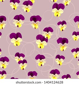 Seamless floral pattern with pansy flowers. Viola tricolor.
