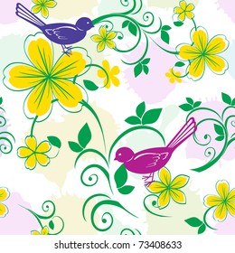 	Seamless floral pattern in pastel colors.