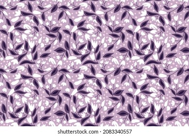 Seamless floral pattern in pastel pink, purple and white.