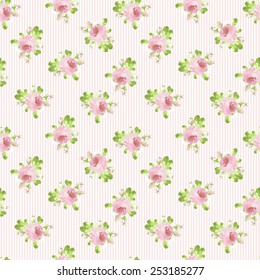 Seamless floral pattern with pastel pink rose.  Paper for scrapbook, wedding card, greeting card in style Shebbi Chic
