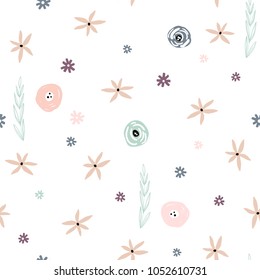 Seamless floral pattern . Pastel texture with flowers for fabric, wrapping, textile, wallpaper, apparel. Vector illustration