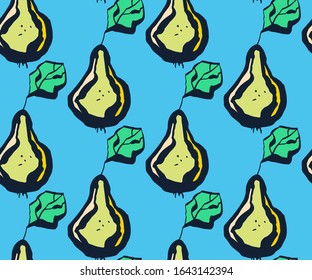 Seamless floral pattern with pear and flowers. Ornamental decorative background. Vector pattern. Print for textile, cloth, wallpaper, scrapbooking