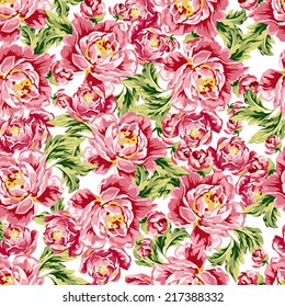 Seamless floral pattern with peonies 