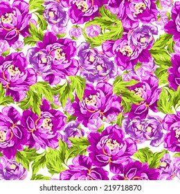 Seamless floral pattern with peonies 