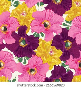 Seamless floral pattern with Peonies flowers Vector illustration.Design for fashion , fabric, textile, wallpaper, cover, web , wrapping and all prints 