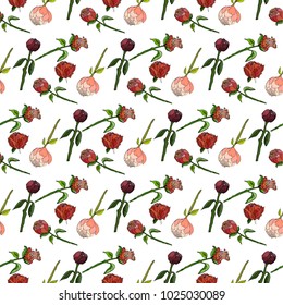 Seamless floral pattern with  peonies. Vector illustration.

