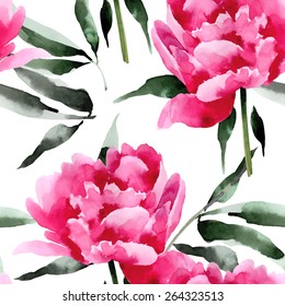 Seamless floral pattern with peonies.Background for web pages, wedding invitations, save the date cards.