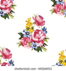 Patrón floral sin soldadura con peonía