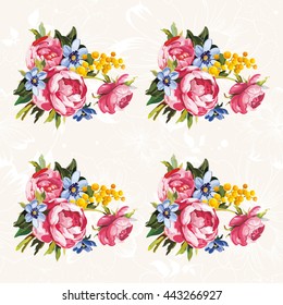 Seamless floral pattern with peony