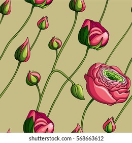 seamless floral pattern with peony