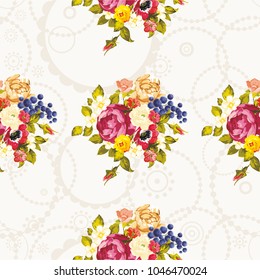 Seamless floral pattern with peony Vector Illustration