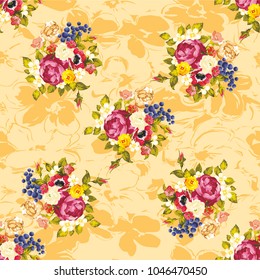 Seamless floral pattern with peony Vector Illustration