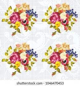 Seamless floral pattern with peony Vector Illustration