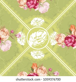 Seamless floral pattern with peony Vector Illustration