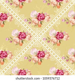 Seamless floral pattern with peony Vector Illustration