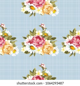 Seamless floral pattern with peony Vector Illustration